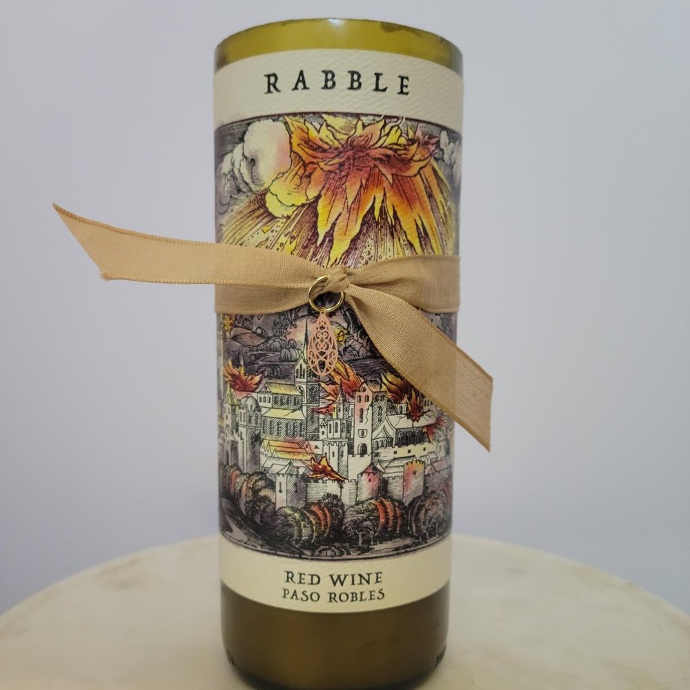 Wine Bottle Candle - Rabble - Red Wine - Handmade - Rosemary - Lavender